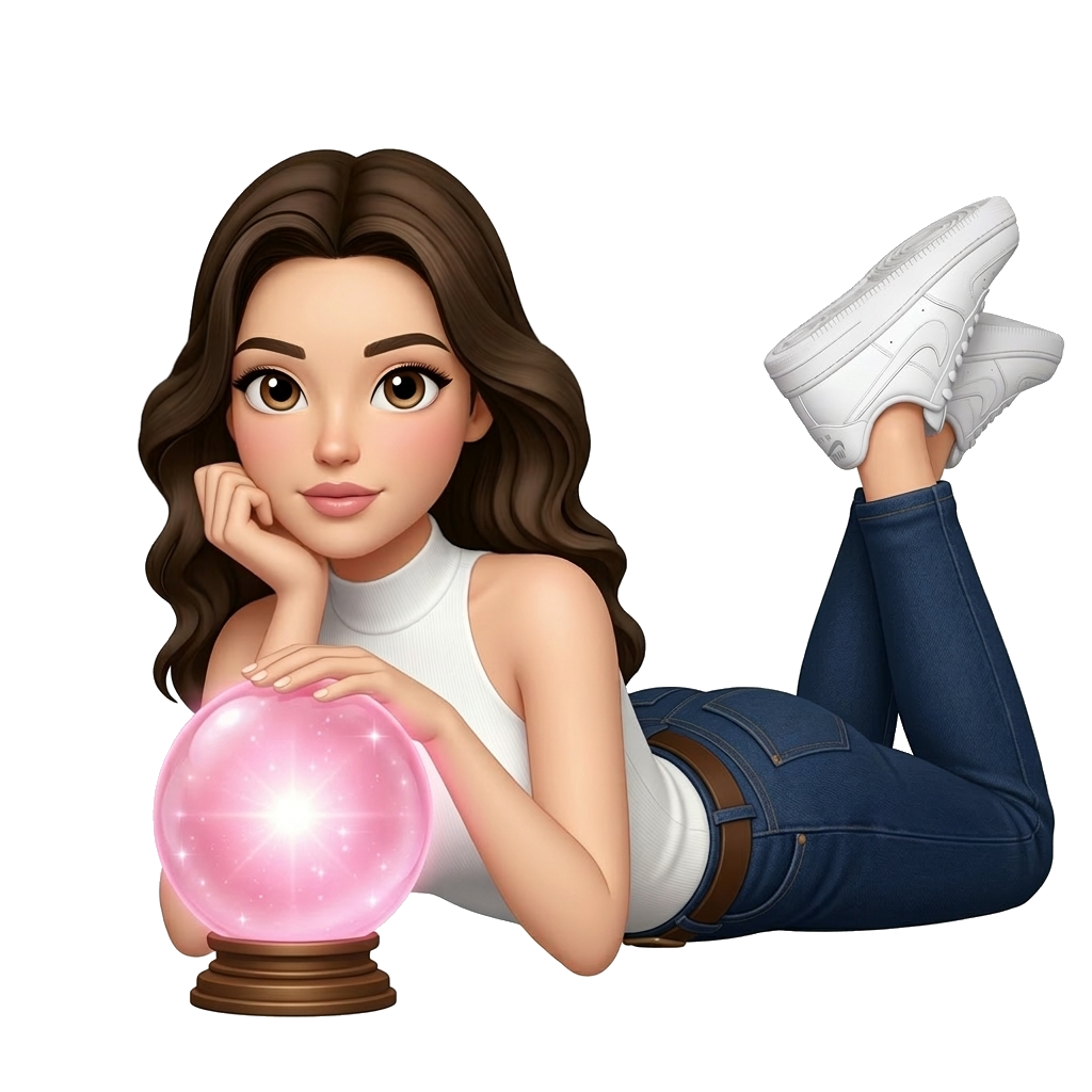 Woman holding a pink crystal ball